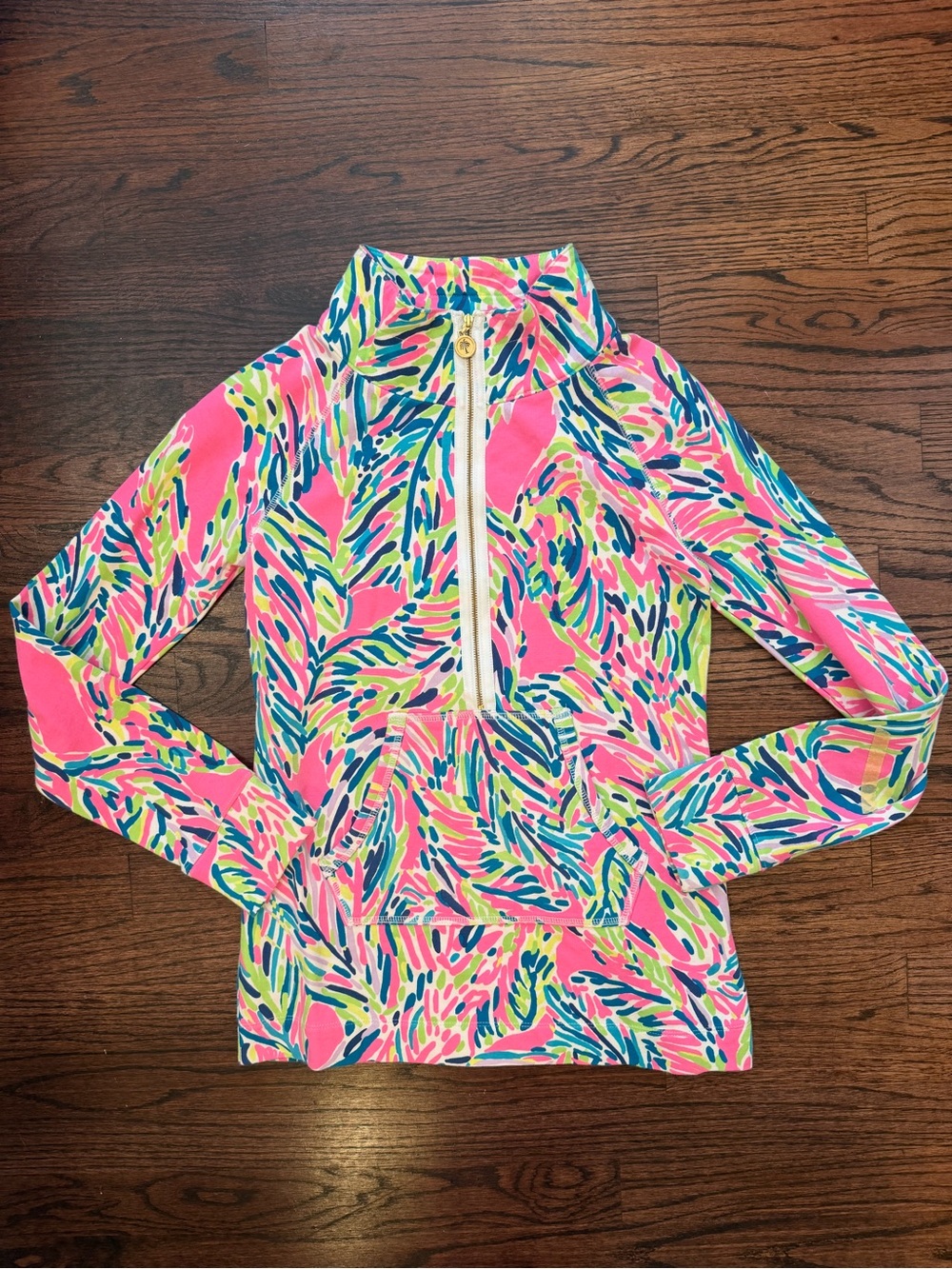 Lilly Pulitzer Neon Pink Multi-Color Half-Zip Pullover